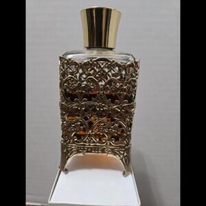 1960s Vintage Ormolu  Filigree Encased Glass Perfume Vanity Bottle